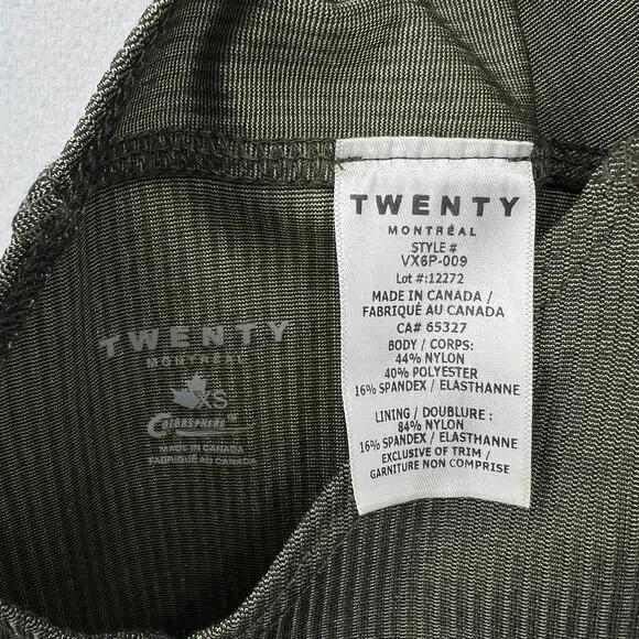 TWENTY MONTREAL Colorsphere Rib Romper XS Olive Biker Unitard Criss Cross Back - Picture 10 of 10